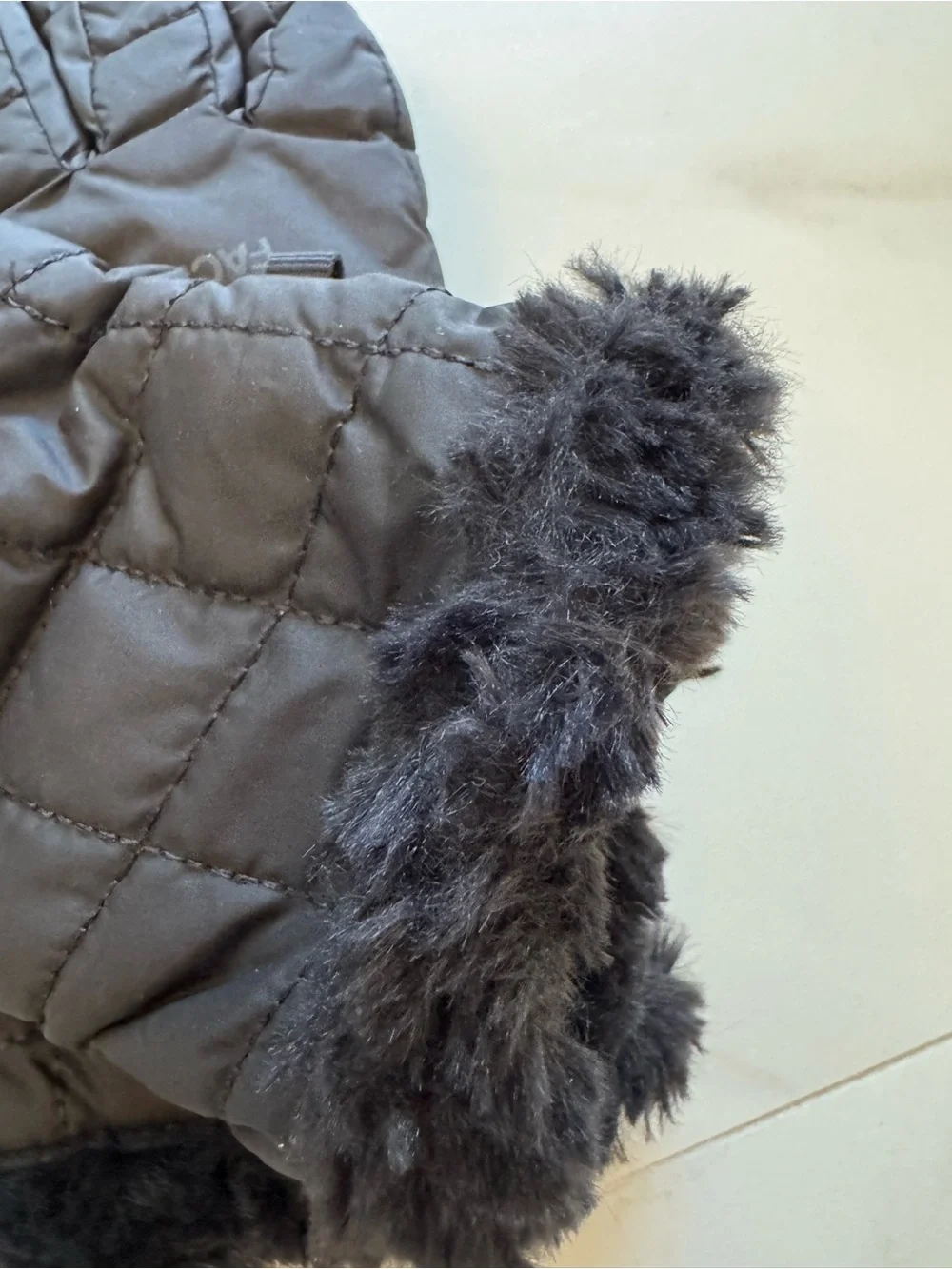 The North Face Black Quilted Winter Gloves with Faux Fur Trim